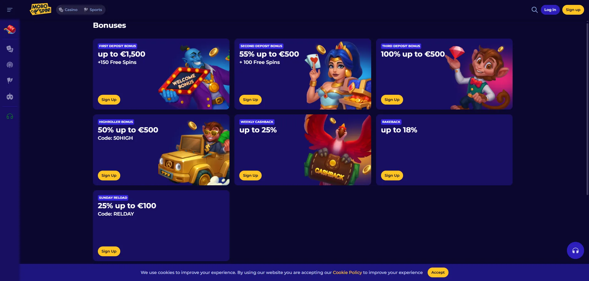 Bonus e promozioni esclusive Morospin Casino Italia — fino a 1.500€