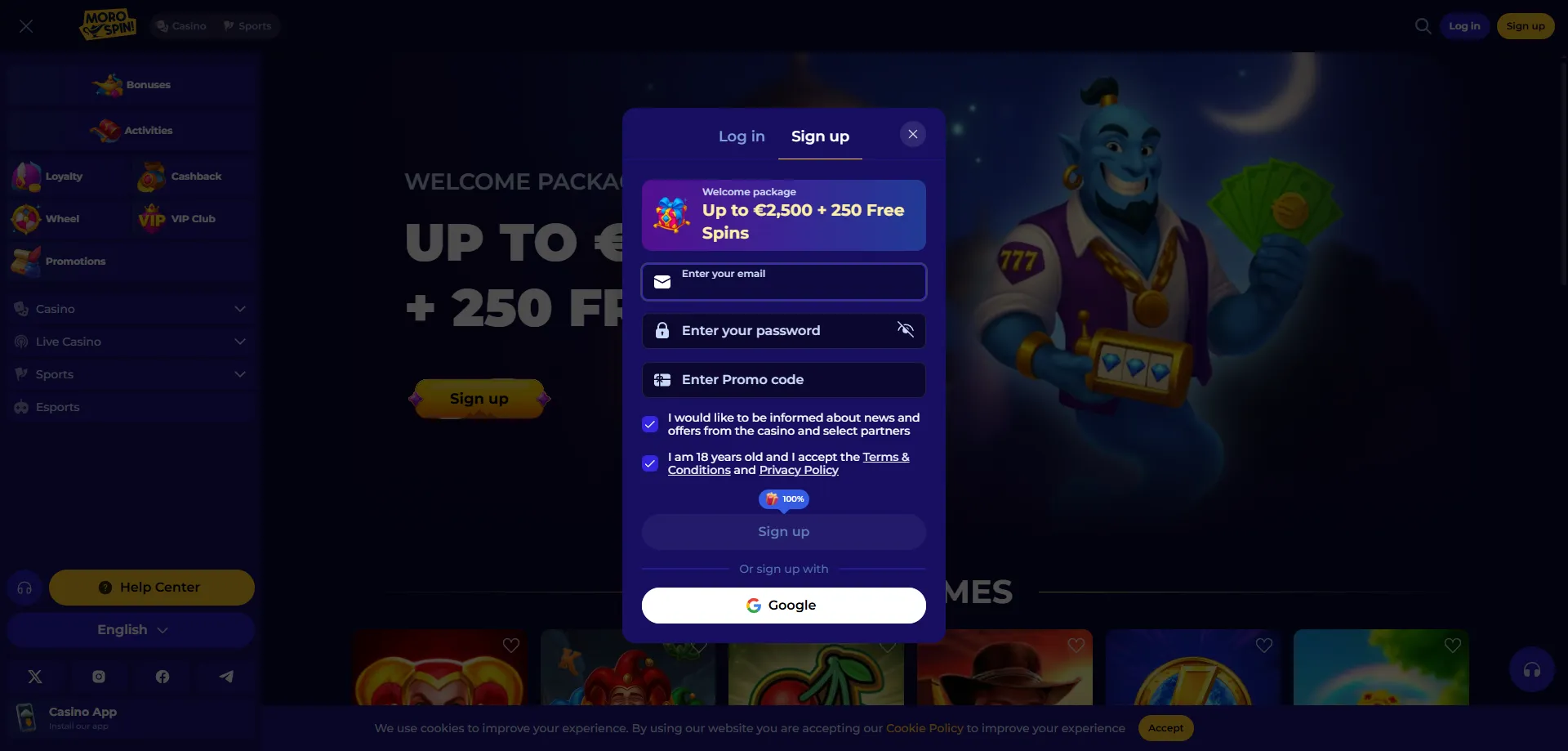 Registrarsi su Morospin Casino — processo semplice e veloce in 3 passi